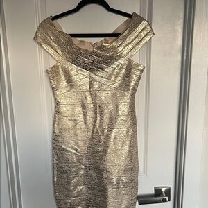 bebe Shimmering Gold Dress